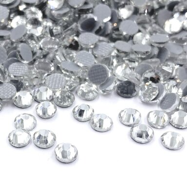 SS8 (2,4-2,5mm) skaidrios sp. hotfix stiklo kristalai, ±720vnt.