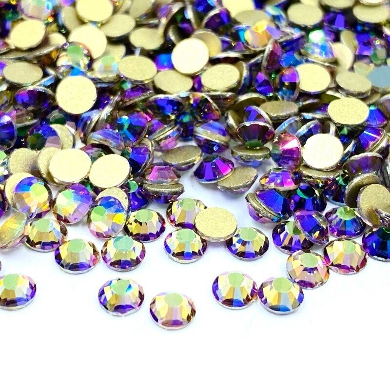 SS10 (2,8-2,9mm) violetinės sp. ne hotfix stiklo kristalai, ±720vnt.