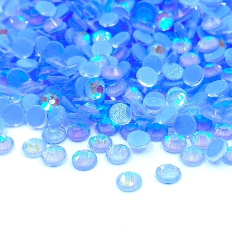 SS12 (3,0-3,2mm) žydros sp. ne hotfix stiklo kristalai, ±720vnt.