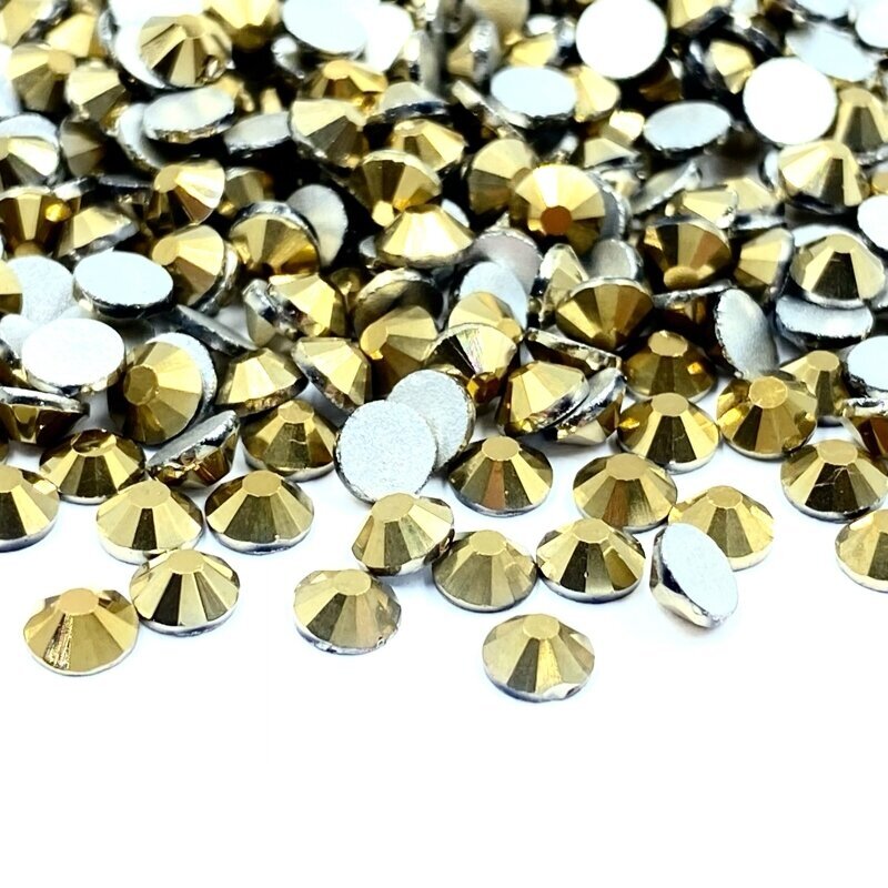 SS16 (3,8-4,0mm) aukso sp. ne hotfix stiklo kristalai, ±720vnt.