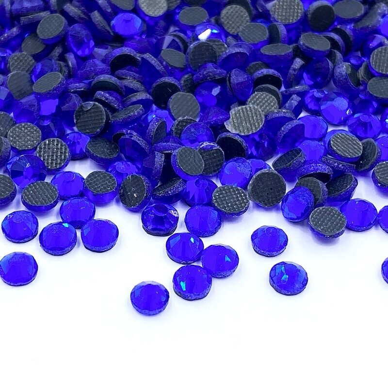 SS16 (3,8-4mm) mėlynos sp. hotfix stiklo kristalai, ±720vnt.