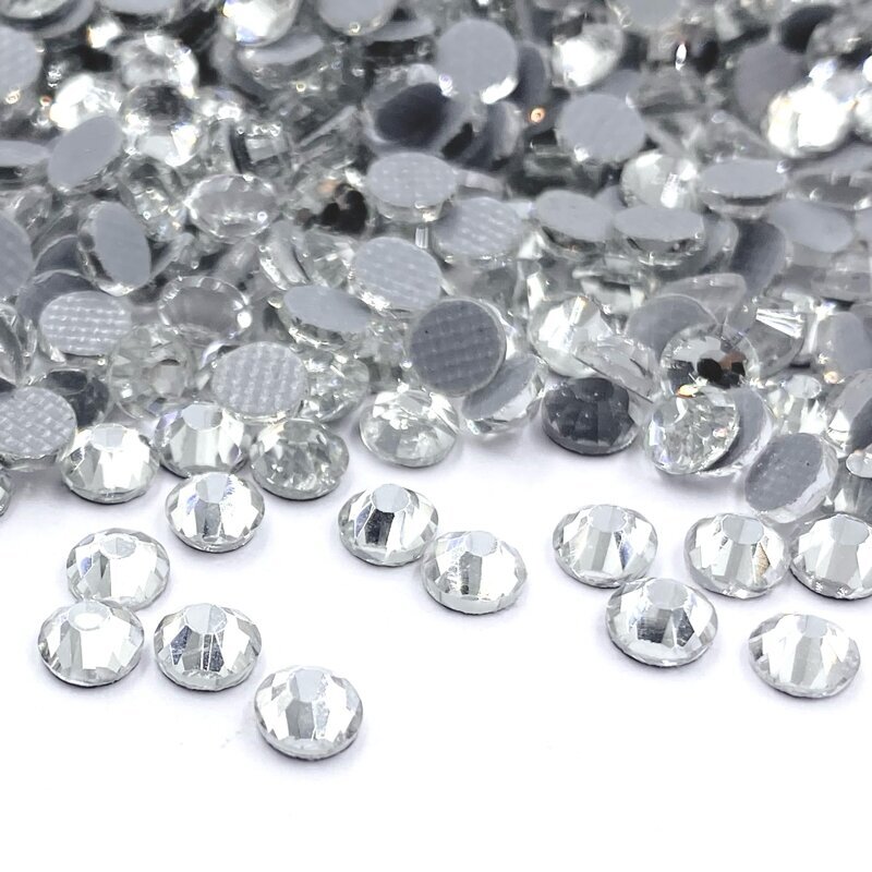 SS8 (2,4-2,5mm) skaidrios sp. hotfix stiklo kristalai, ±720vnt.