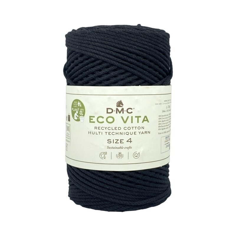 DMC Eco Vita juodos sp. macrame virvė, ±200m DMC Eco Vita juodos sp. macrame virvė, ±200m